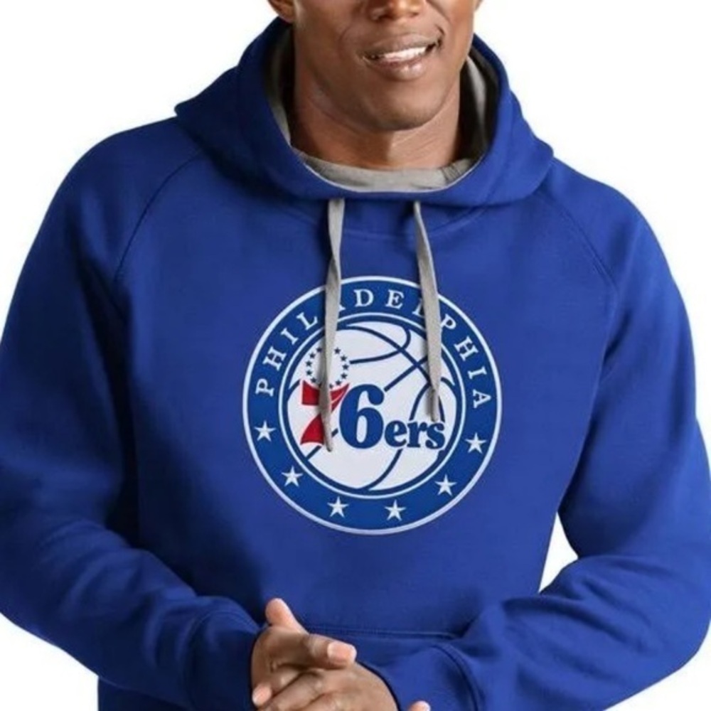 🚣 🥑76ers Philadelphia Logo Victory Hoodie Blue Youth Large NBA